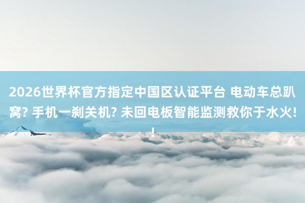 2026世界杯官方指定中國(guó)區(qū)認(rèn)證平臺(tái) 電動(dòng)車(chē)總趴窩? 手機(jī)一剎關(guān)機(jī)? 未回電板智能監(jiān)測(cè)救你于水火!