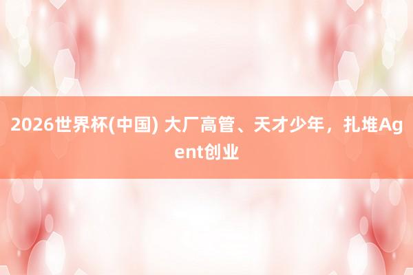 2026世界杯(中國) 大廠高管、天才少年，扎堆Agent創(chuàng)業(yè)