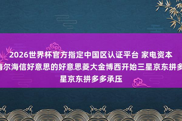 2026世界杯官方指定中國區(qū)認(rèn)證平臺(tái) 家電資本大漲! 海爾海信好意思的好意思菱大金博西開始三星京東拼多多承壓