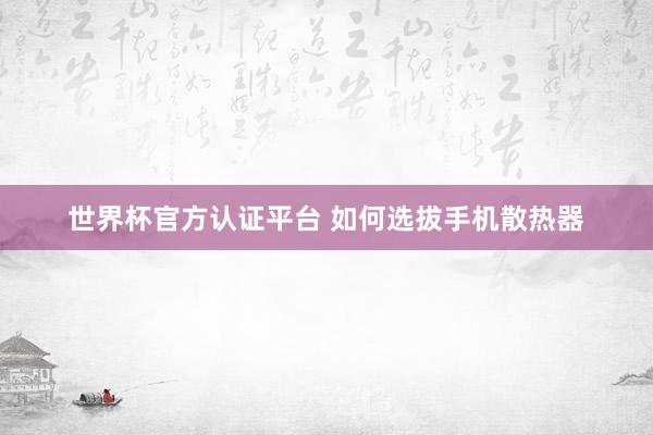 世界杯官方認證平臺 如何選拔手機散熱器