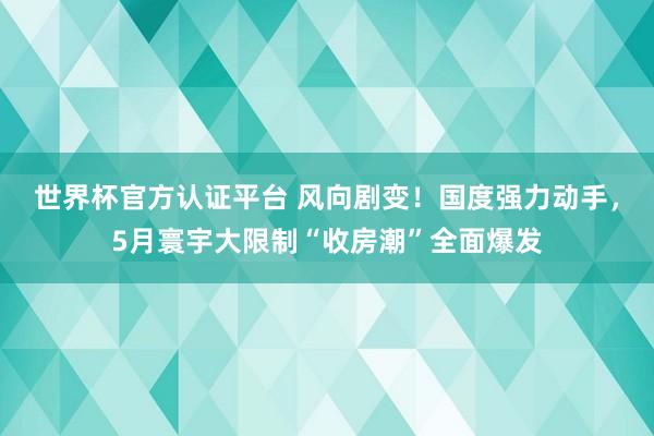 世界杯官方認證平臺 風向劇變！國度強力動手，5月寰宇大限制“收房潮”全面爆發