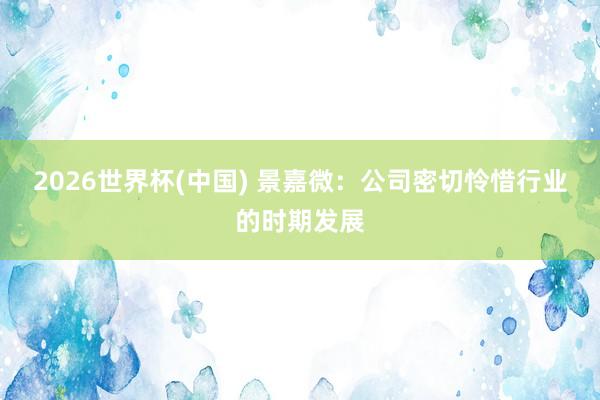 2026世界杯(中國) 景嘉微:公司密切憐惜行業的時期發展
