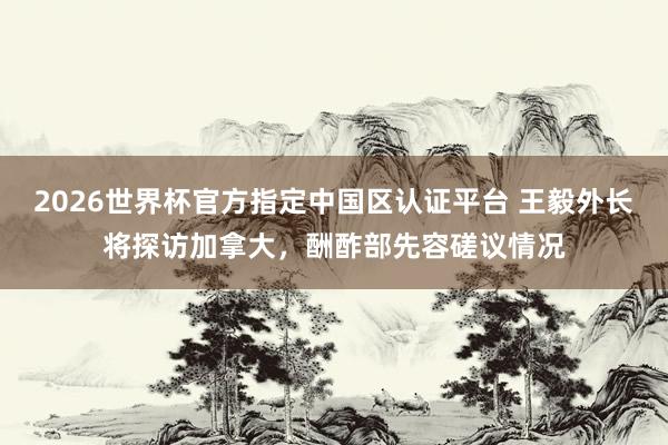 2026世界杯官方指定中國區(qū)認證平臺 王毅外長將探訪加拿大,酬酢部先容磋議情況