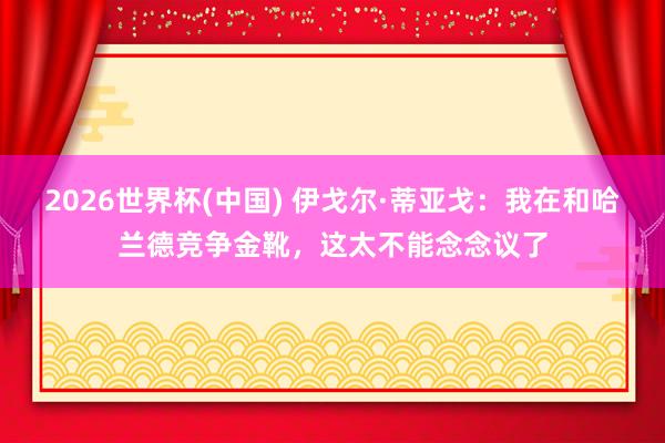 2026世界杯(中國) 伊戈爾·蒂亞戈：我在和哈蘭德競爭金靴，這太不能念念議了